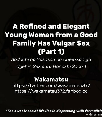 Sodachi no Yosasou na Onee-san ga Ogehin Sex suru Hanashi Sono 1 | A Refined and Elegant Young Woman from a Good Family Has Vulgar Sex + Bonus comic porn sex 9