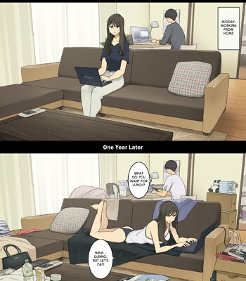 Dousei Seikatsu Ikkagetsume to Ichinen Ato, Asaokite kara Shuushin made no Hikaku | A Day in the Life of a Couple: Their First Month Living Together vs. One Year Later comic porn sex 6