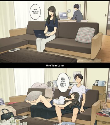 Dousei Seikatsu Ikkagetsume to Ichinen Ato, Asaokite kara Shuushin made no Hikaku | A Day in the Life of a Couple: Their First Month Living Together vs. One Year Later comic porn sex 8