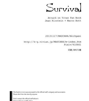 (FALL OF WALL Osaka 2) [MASCARA (Ogami Aki)] Survival (Shingeki no Kyojin) [English] [Baka Dumb Aho Scans] comic porn sex 54