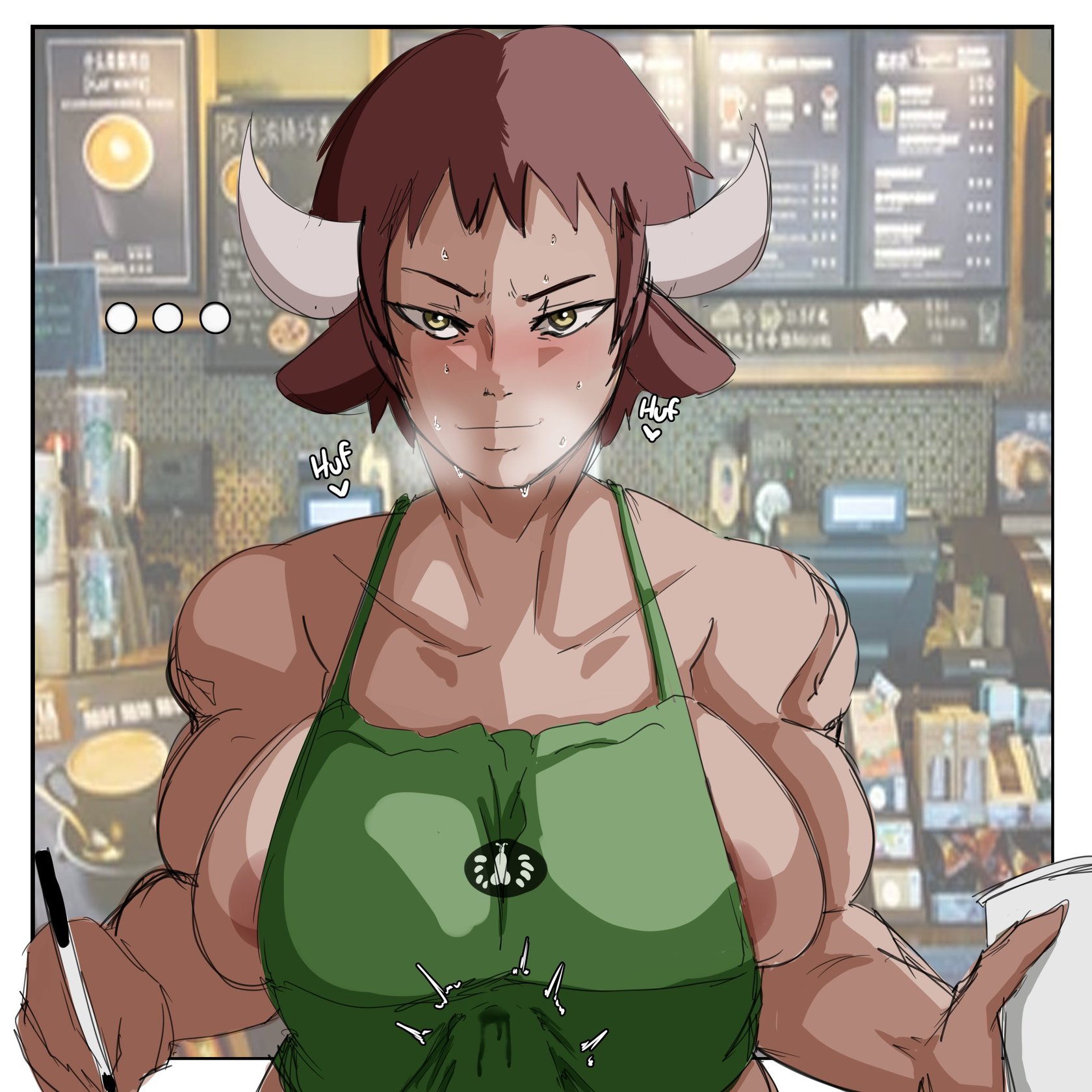 A Minotaur works at a Starbucks comic porn | HD Porn Comics