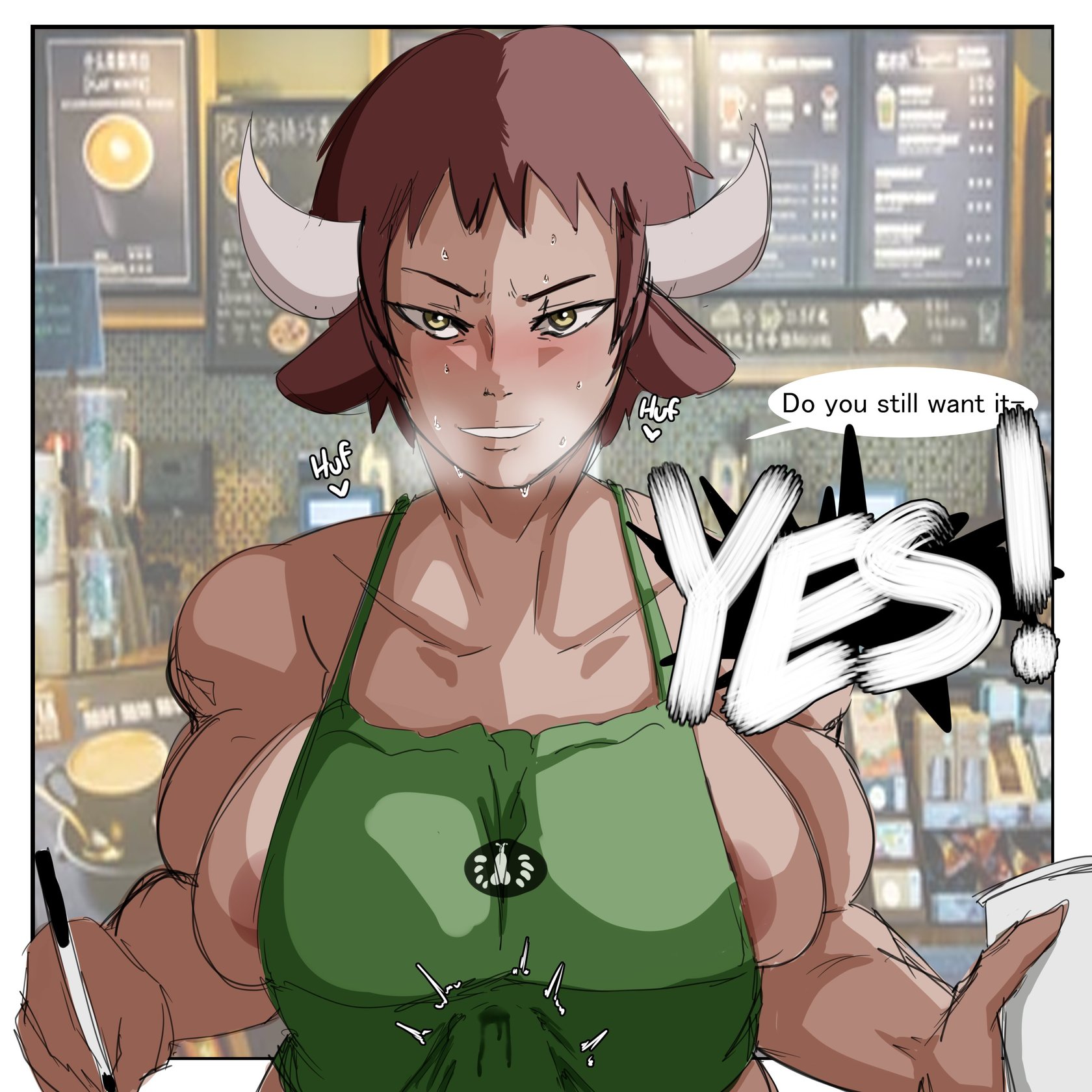 A Minotaur works at a Starbucks comic porn - HD Porn Comics